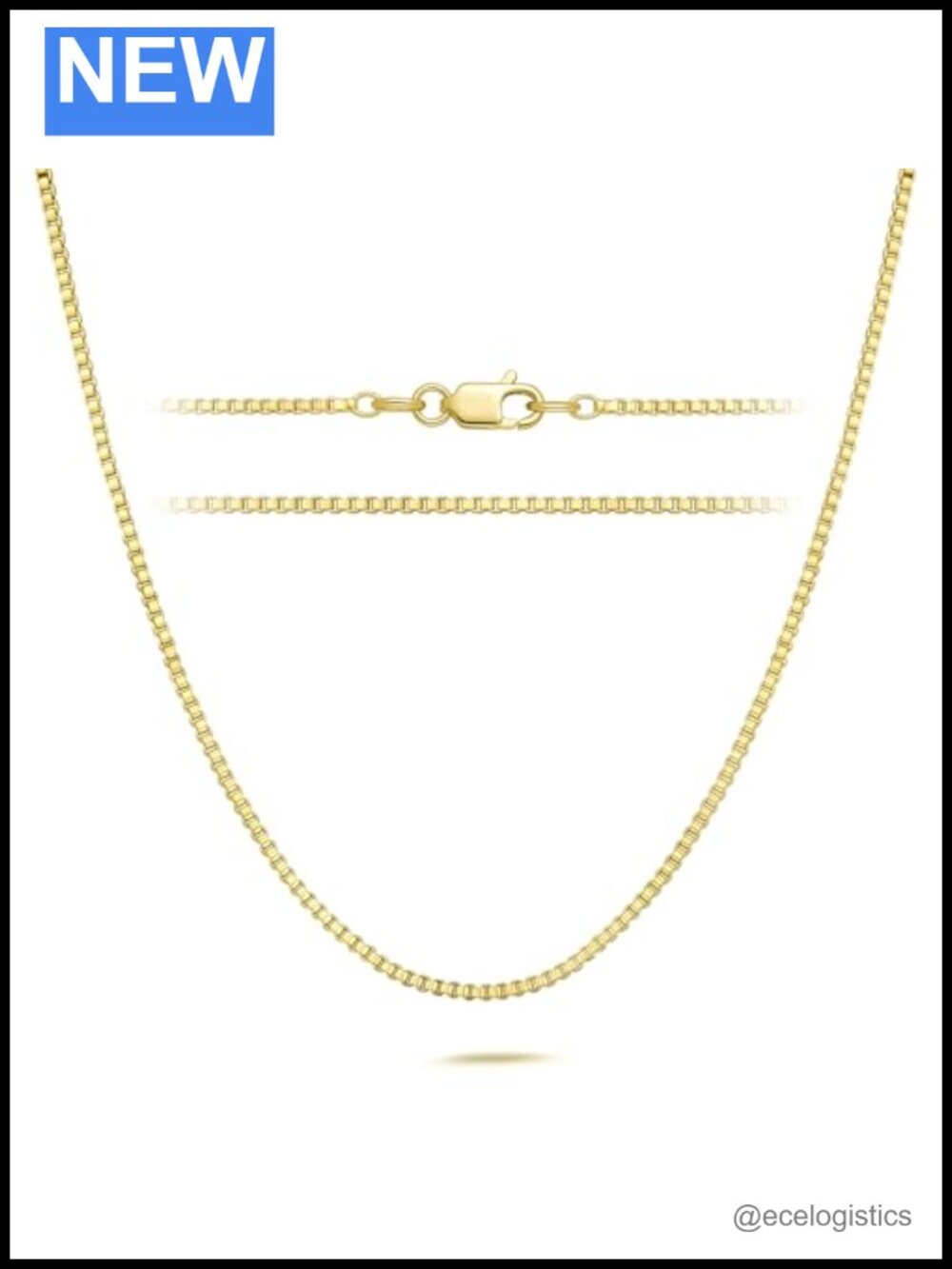 14K Gold Plated Box Chain Necklace 1.0-1.2mm 14-26in Women Men